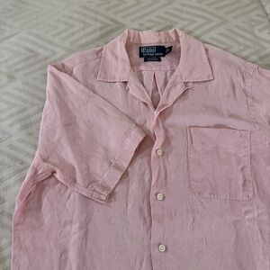 Polo Ralph Lauren Pink Casual Button Down Club Shirt Silk & Linen Small